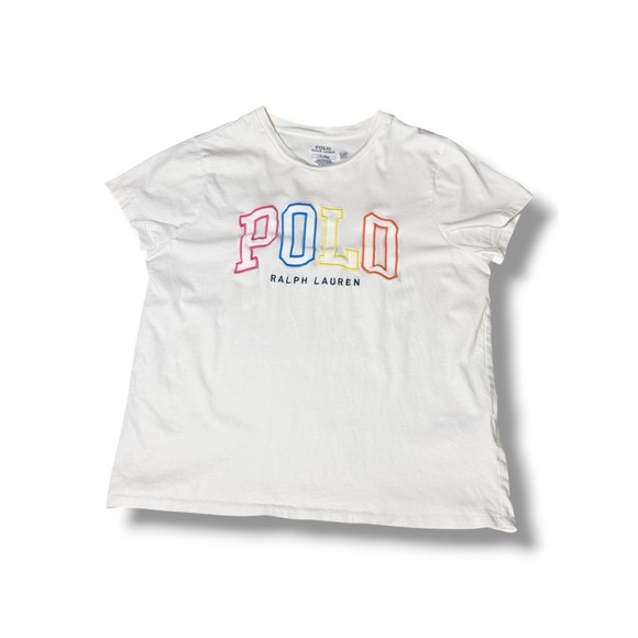 Polo Ralph Lauren Other - Polo Ralph Lauren Kids Large White Tee Colorful Spell Out Logo Classic Style